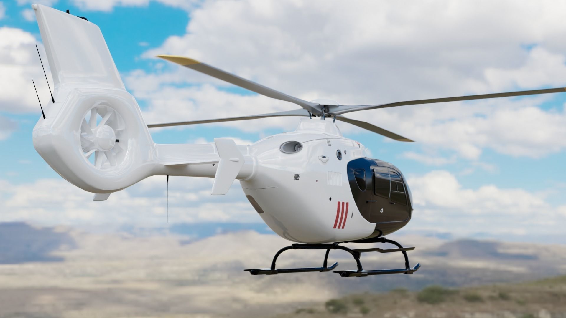 Eurocopter ec-135 with interior Low-poly 3D model_3