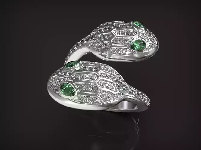 2 snakes bulgari ring silver snake ring 3D model