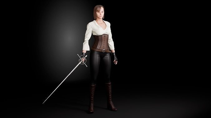 FemaleWarrior01 Low-poly 3D model