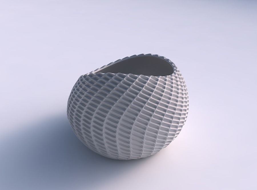 Bowl skewed with grid piramides 2 3D print model_0