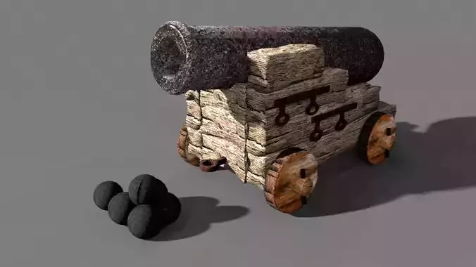 ancient old cannon printable 3D model