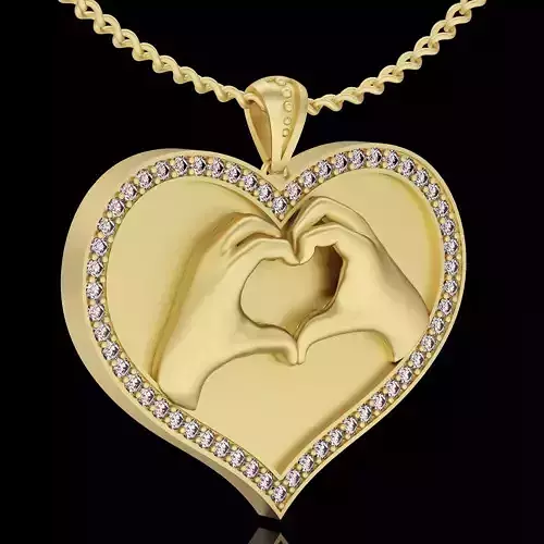 heart pendant silver gold jewelry printable 3D model