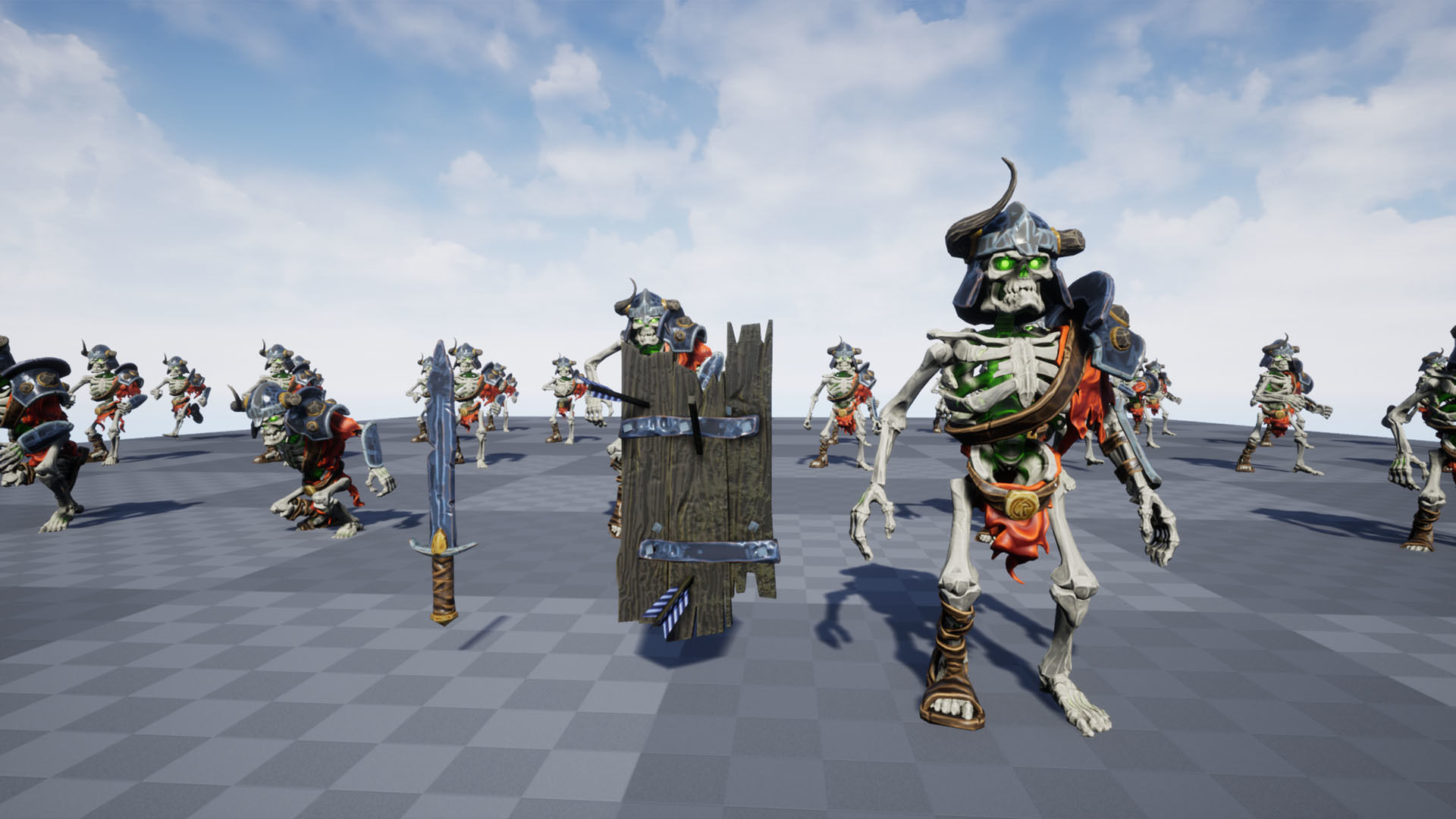 Animated Game Ready Warrior Skeleton Character Low-poly 3D model_15