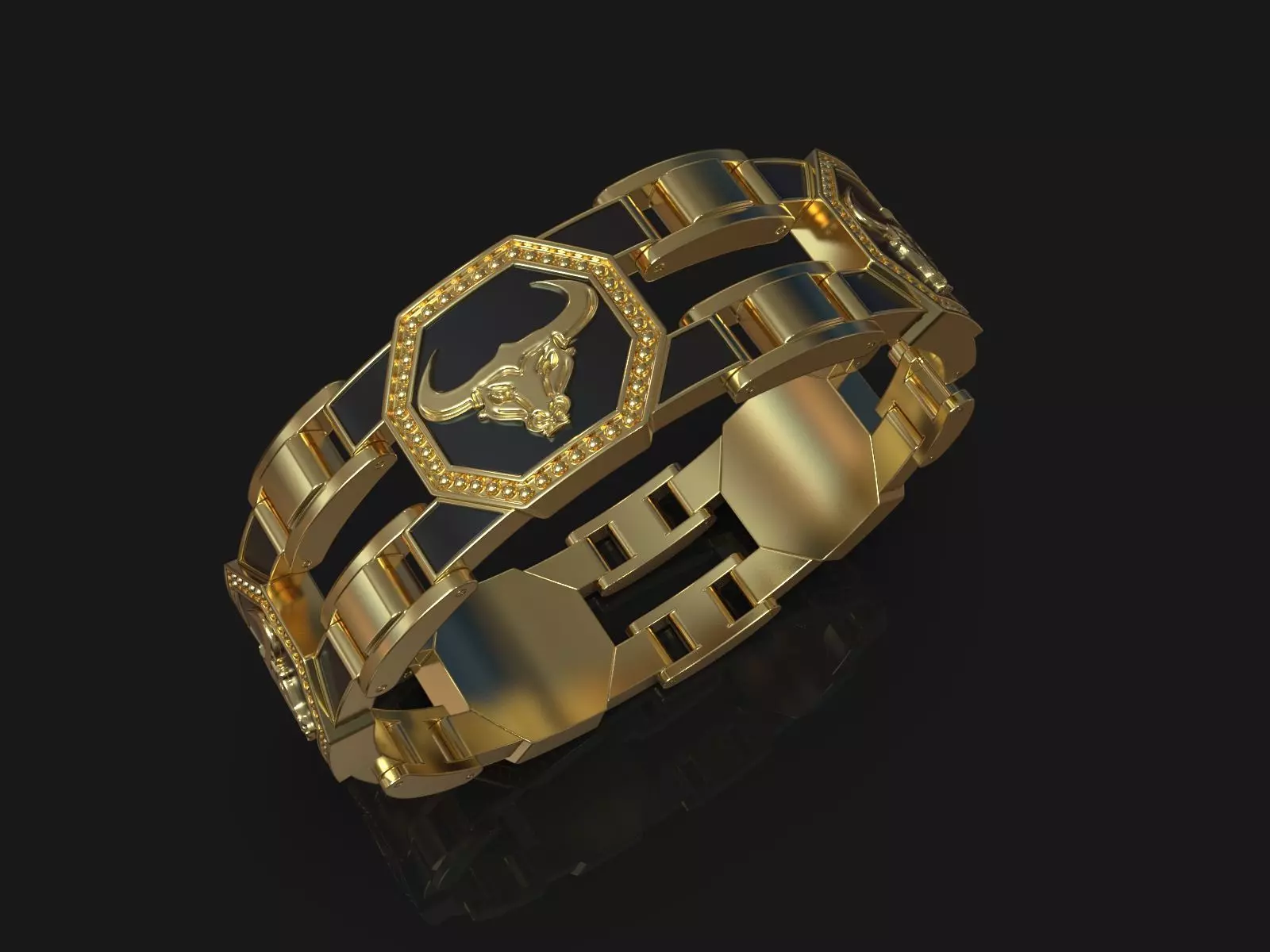Bull Bracelet 3D model with lock 3D print model_0