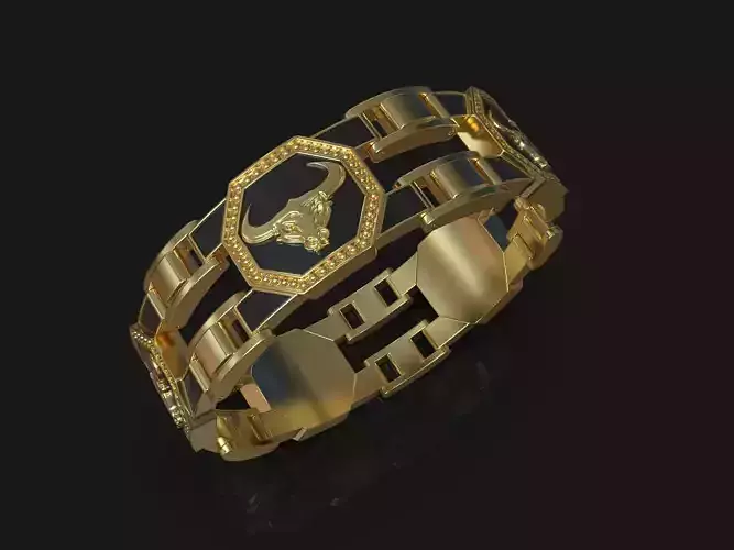 Bull Bracelet 3D model with lock