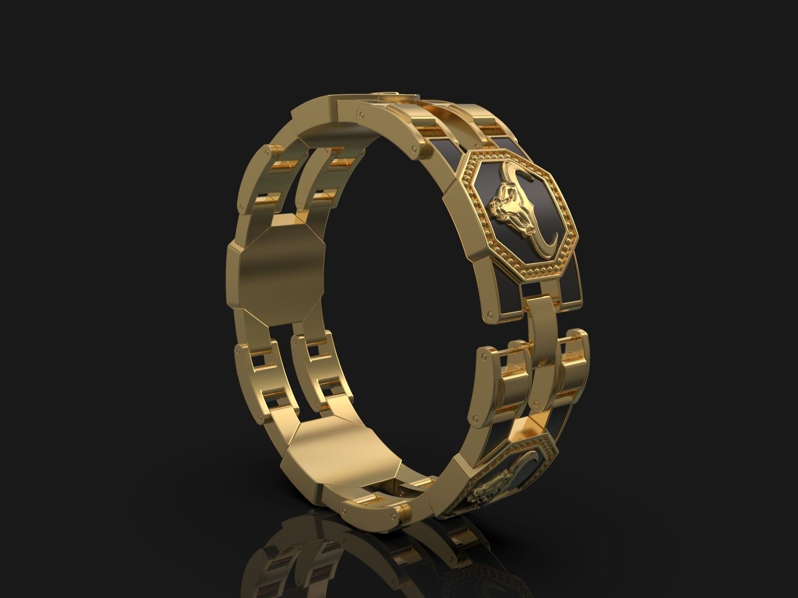 Bull Bracelet 3D model with lock 3D print model_1