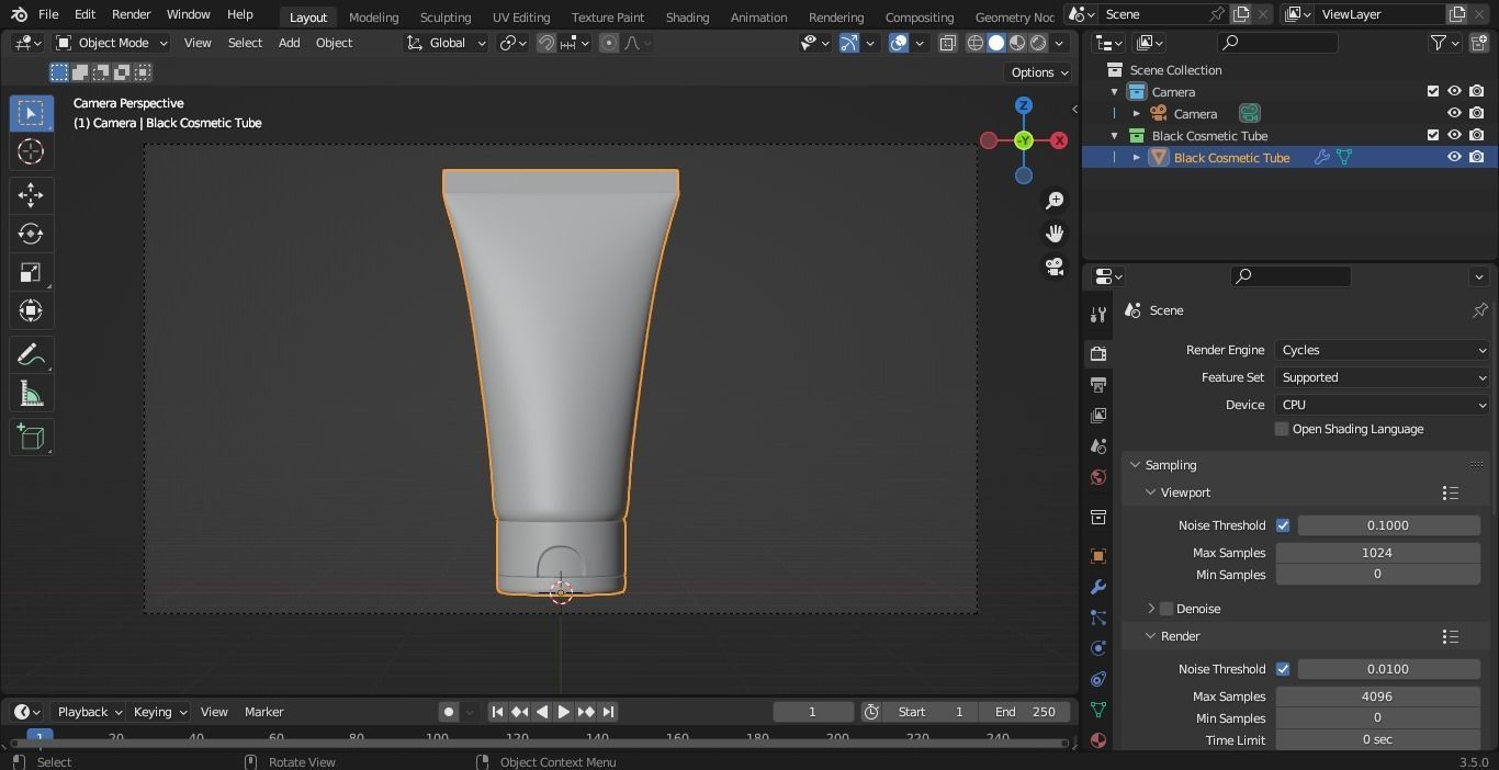Black Cosmetic Tube 01 3D model_10