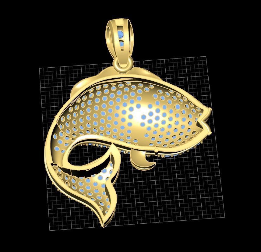 Golden Fish Hip Hop Diamond Necklace 3D print model 3D print model_9