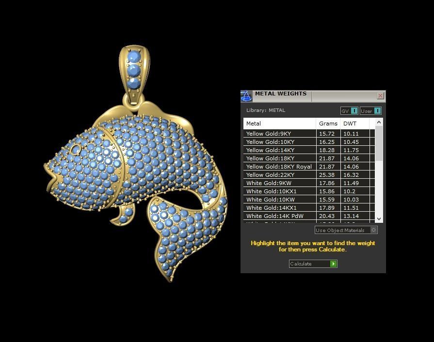 Golden Fish Hip Hop Diamond Necklace 3D print model 3D print model_7
