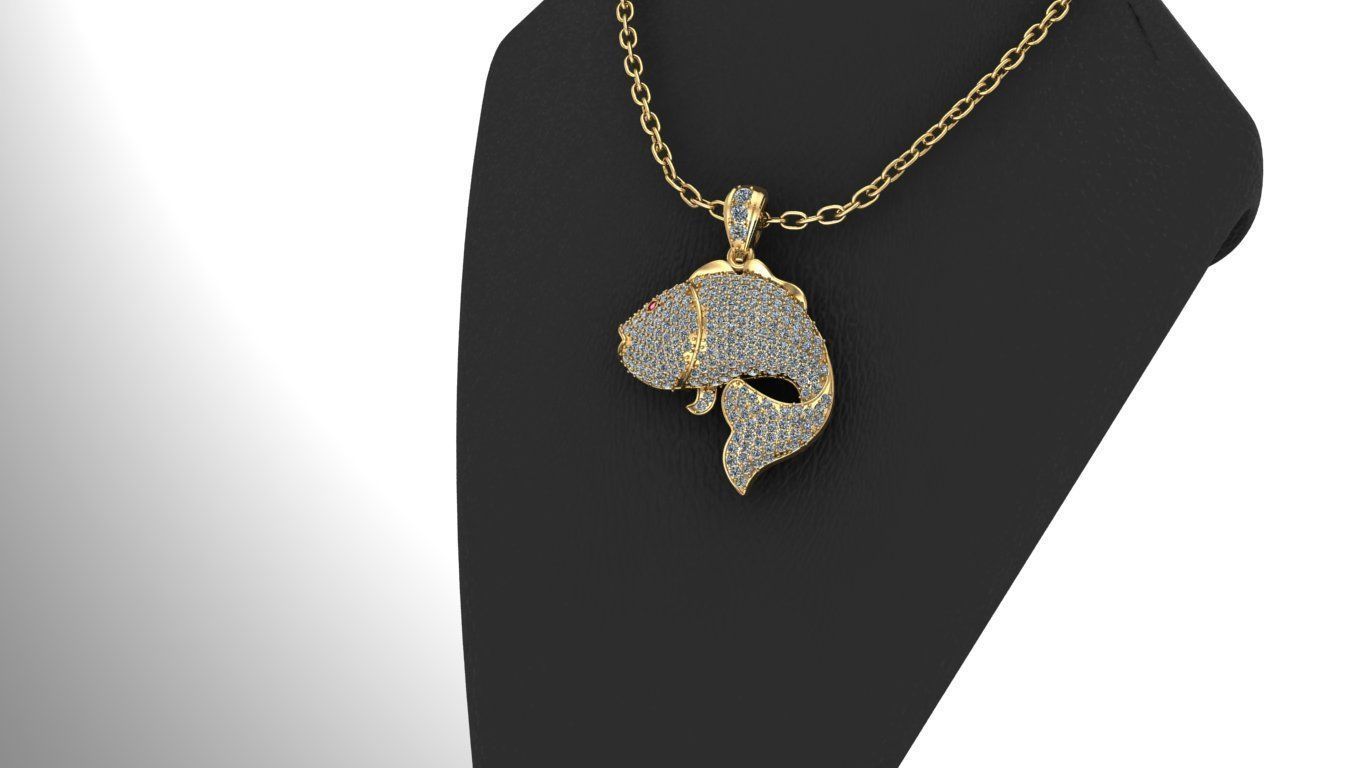 Golden Fish Hip Hop Diamond Necklace 3D print model 3D print model_2