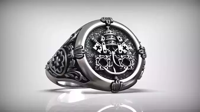 The Keys of Heaven Saint Peter Symbol Christian Ring 3D print model