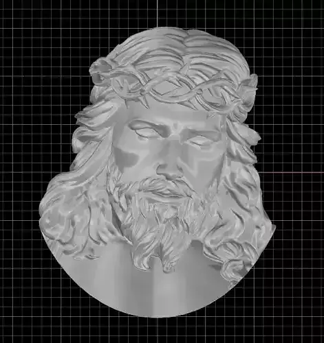 Jesus looks down holy portret sculpture 3D print model