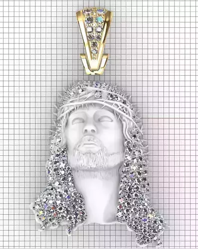 Jesus Pendant With with lots of diamonds 3D model 3D print model