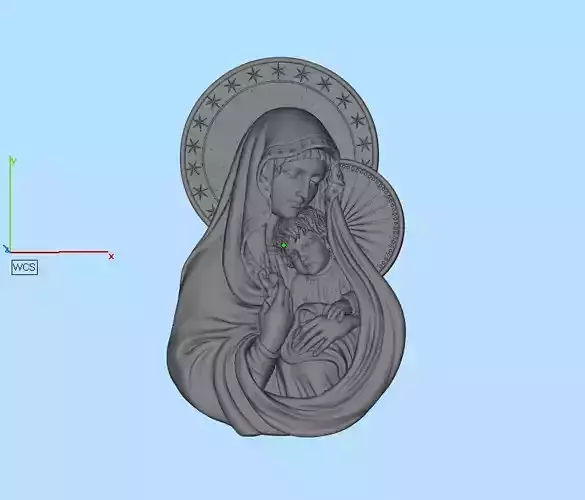 Mary With Baby Jesus Holy Pendant 3D model