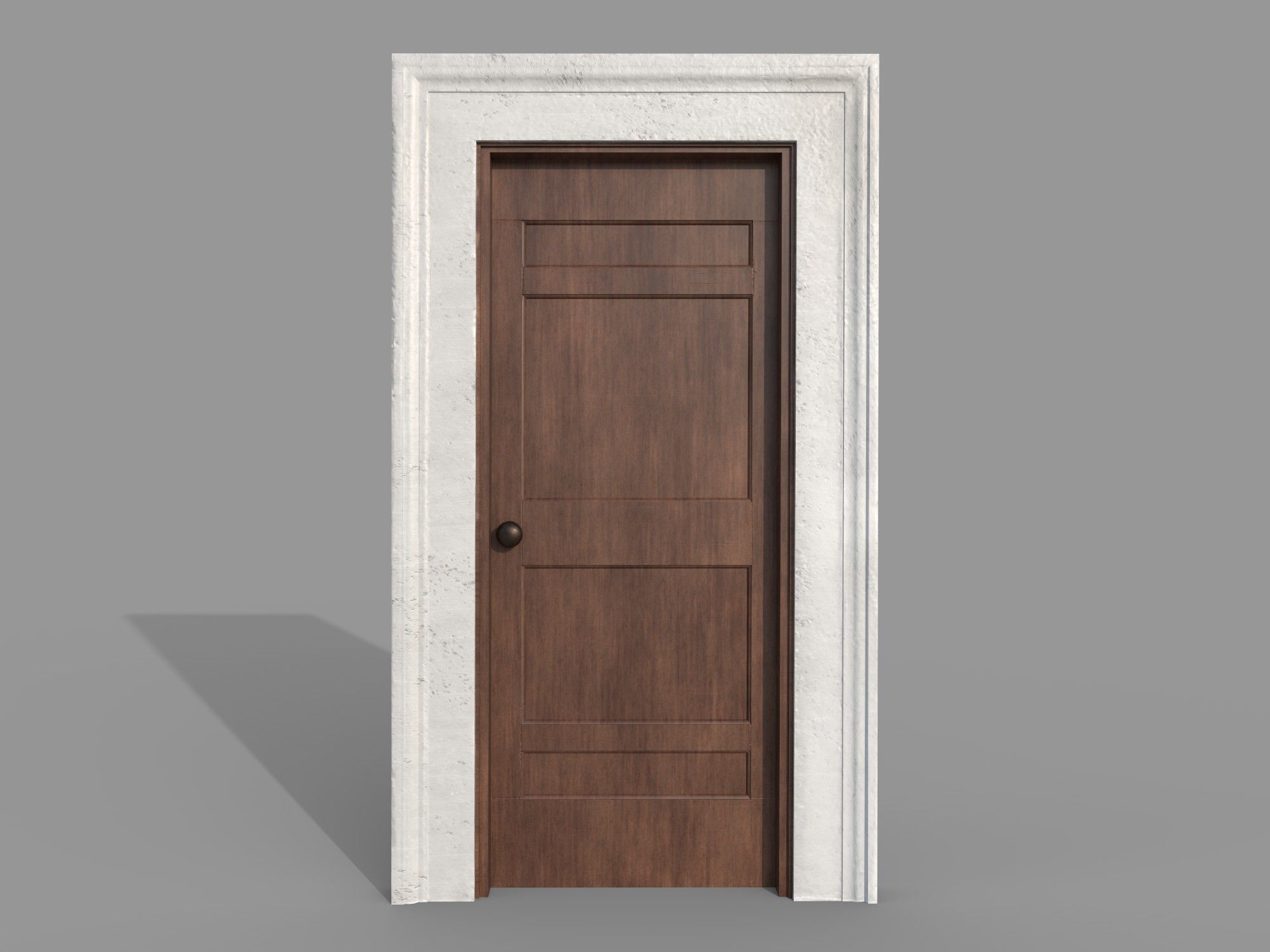 Wooden door 6 Low-poly 3D model_1