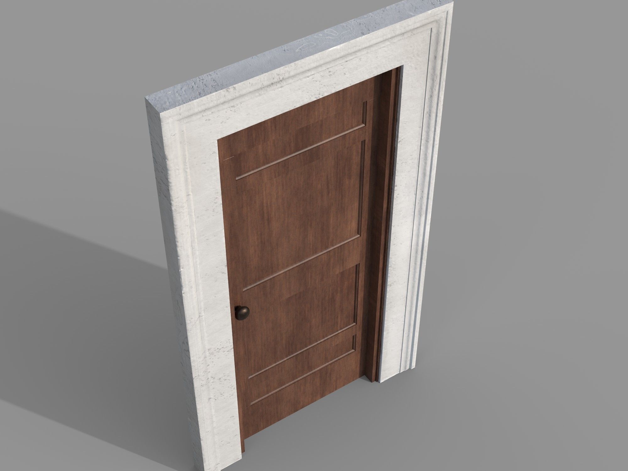 Wooden door 6 Low-poly 3D model_5