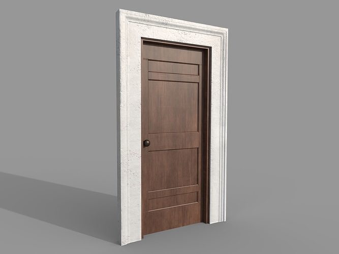 Wooden door 6 Low-poly 3D model