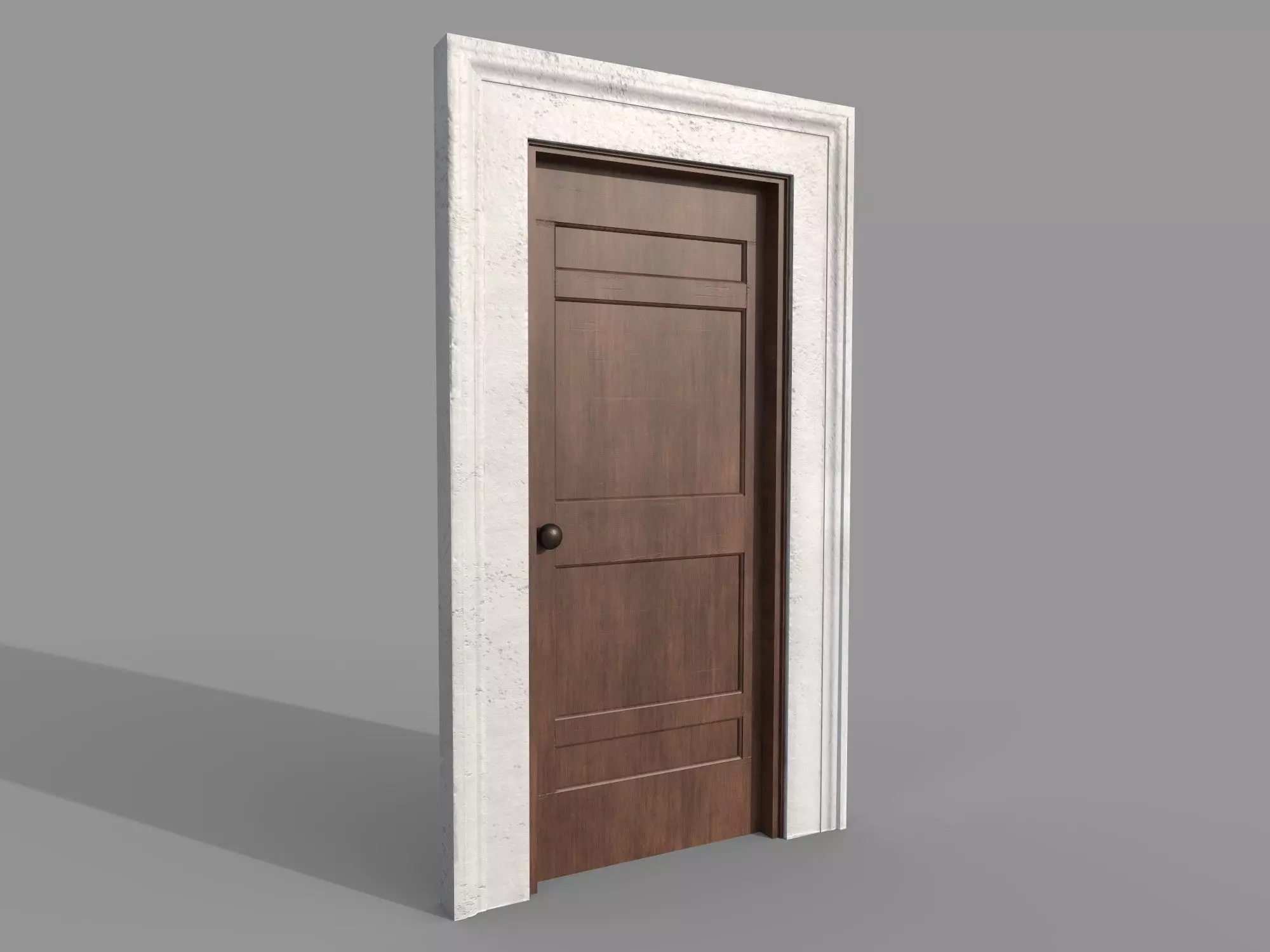 Wooden door 6 Low-poly 3D model_0