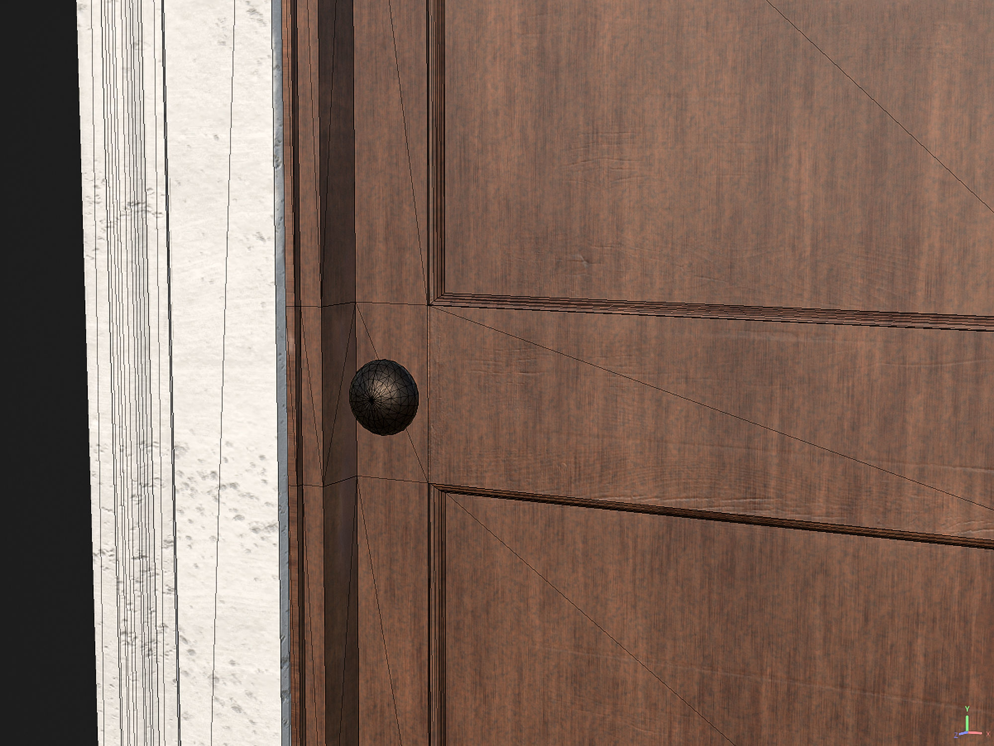 Wooden door 6 Low-poly 3D model_11
