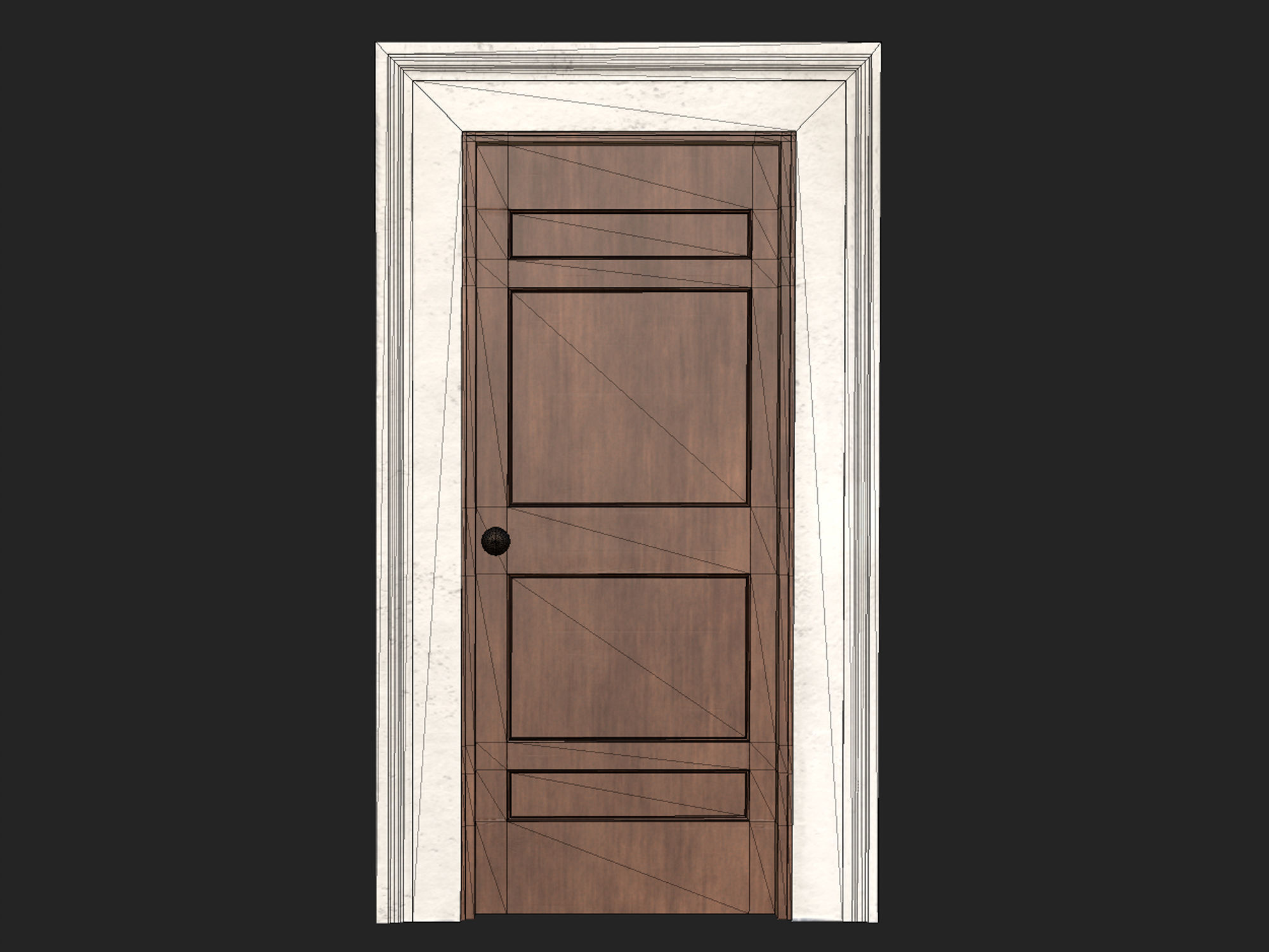 Wooden door 6 Low-poly 3D model_9