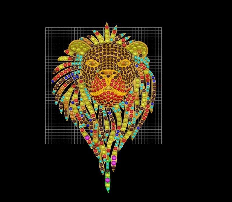 Leon Pendant with lots of many diamonds Lion 3D model 3D print model_1