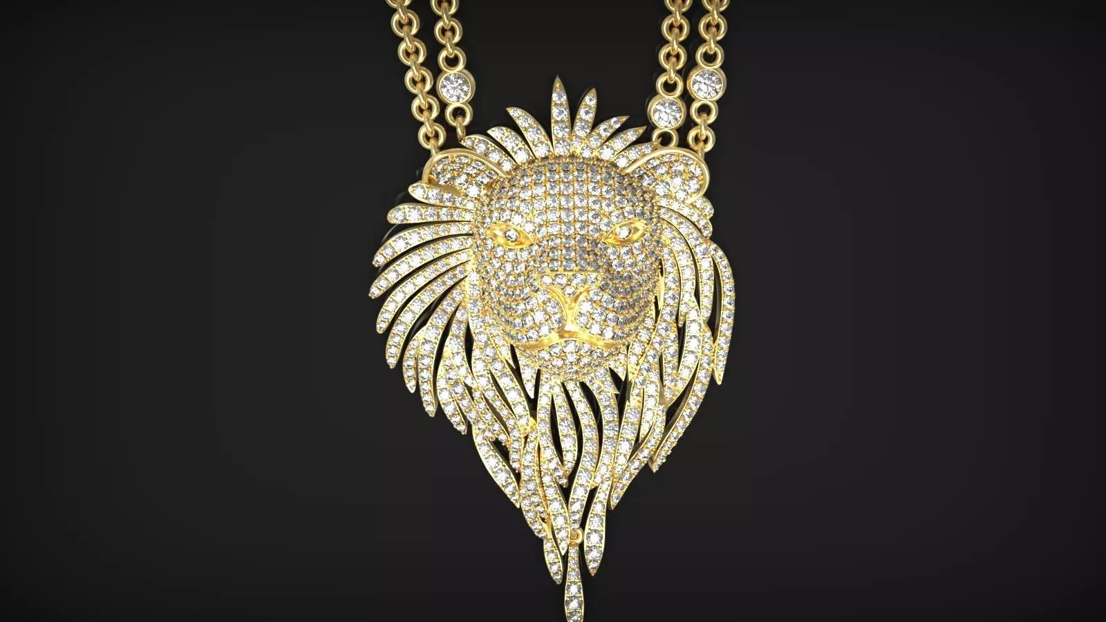 Leon Pendant with lots of many diamonds Lion 3D model 3D print model_0