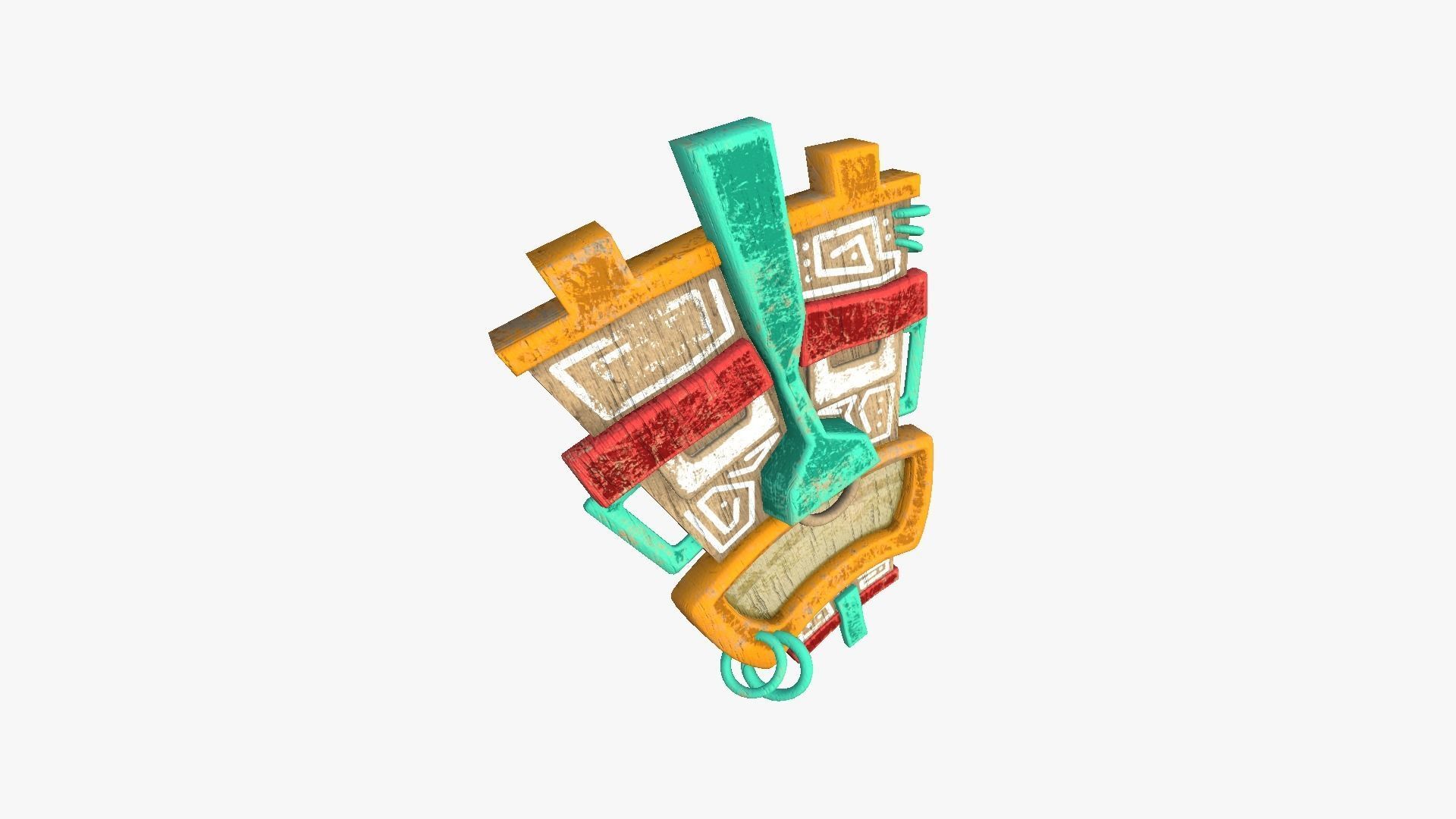 Tribal Mask I01 Colored - Costume Character Design Low-poly 3D model_3