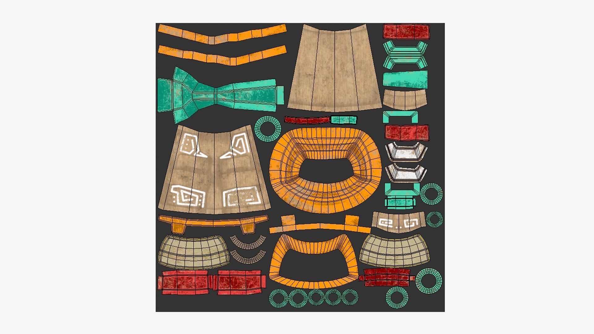 Tribal Mask I01 Colored - Costume Character Design Low-poly 3D model_5