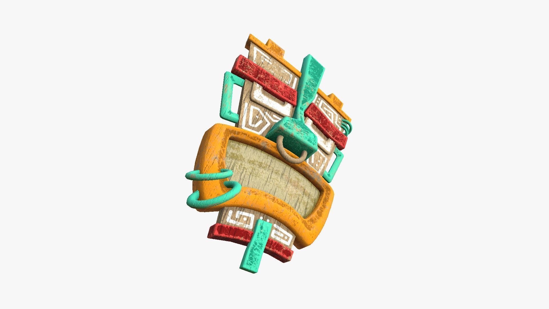 Tribal Mask I01 Colored - Costume Character Design Low-poly 3D model_4