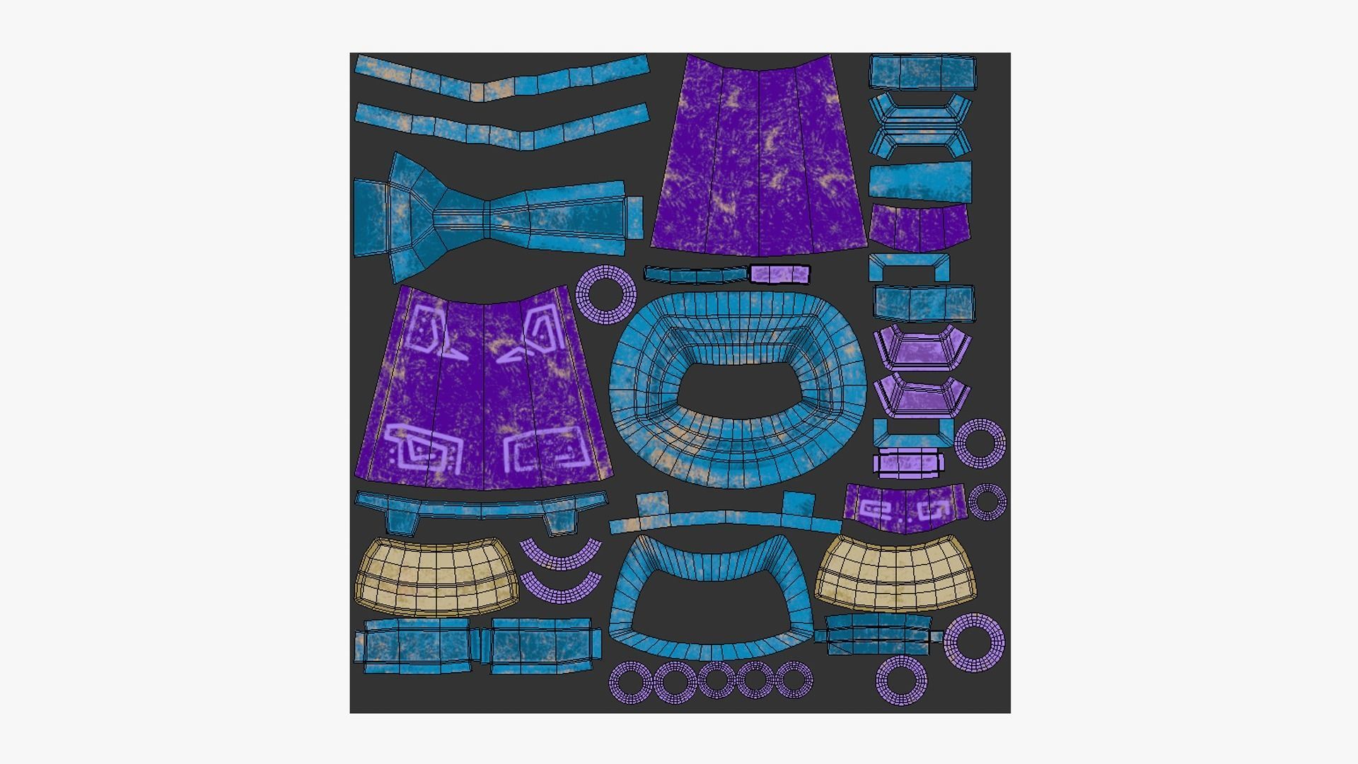 Tribal Mask I02 Blue Purple - Costume Character Design Low-poly 3D model_5