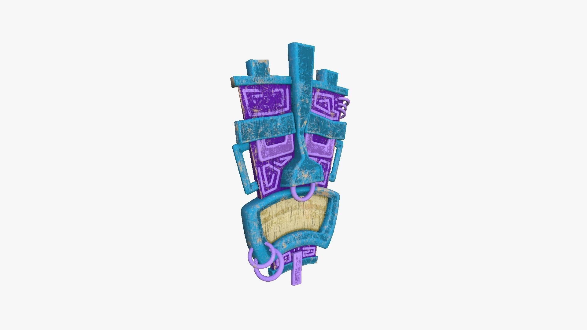 Tribal Mask I02 Blue Purple - Costume Character Design Low-poly 3D model_1