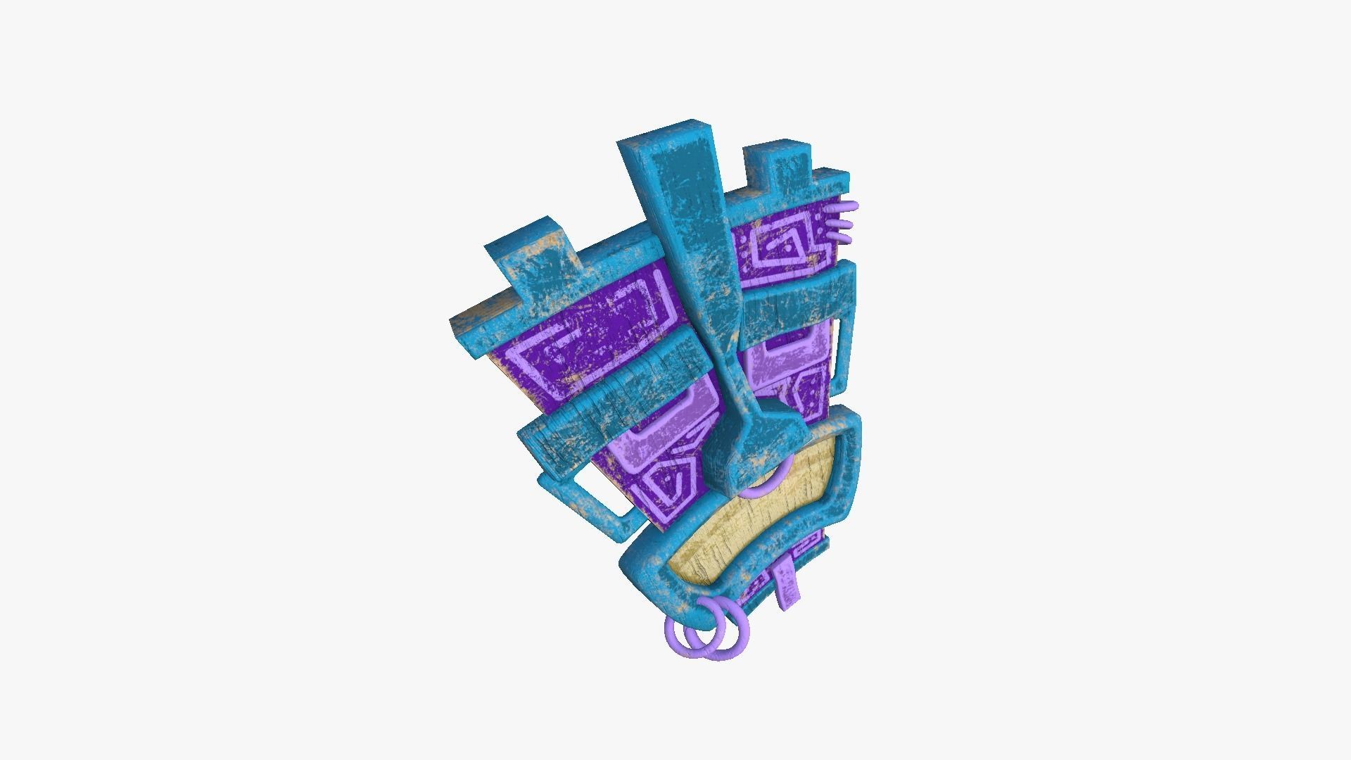 Tribal Mask I02 Blue Purple - Costume Character Design Low-poly 3D model_3
