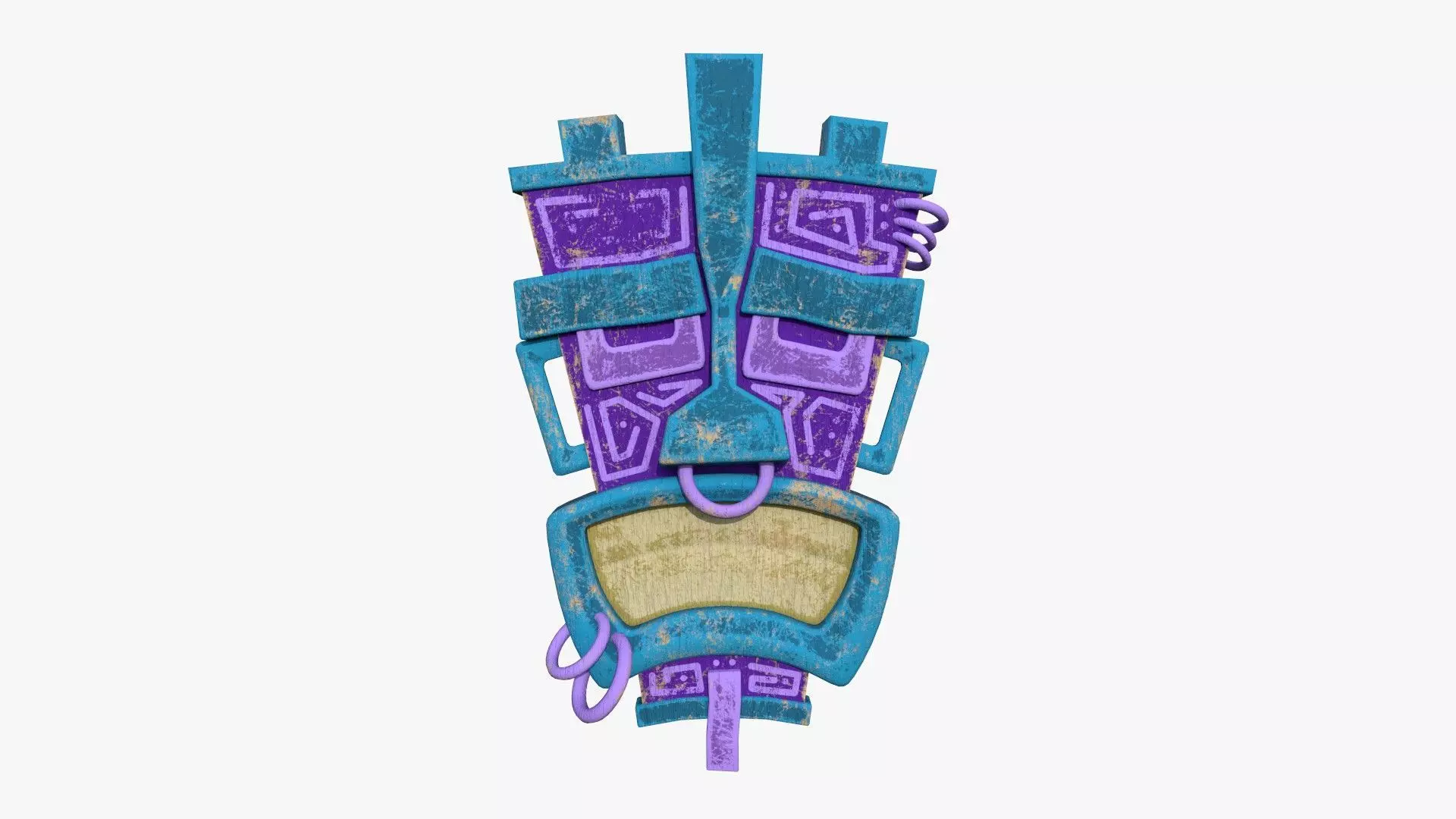 Tribal Mask I02 Blue Purple - Costume Character Design Low-poly 3D model_0