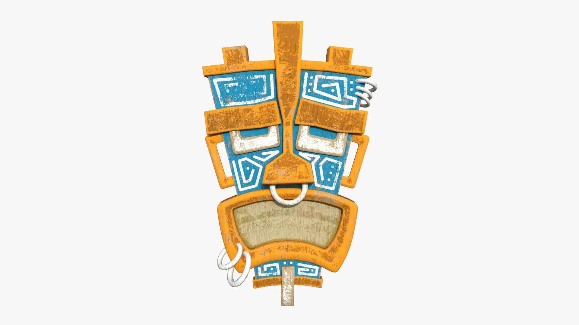 Tribal Mask I03 Blue Orange - Costume Character Design Low-poly 3D model_0