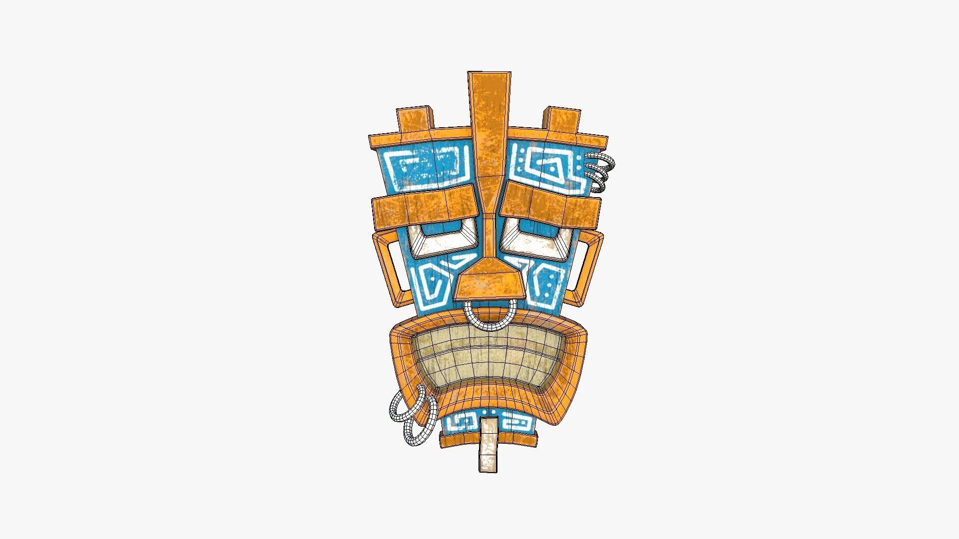 Tribal Mask I03 Blue Orange - Costume Character Design Low-poly 3D model_6