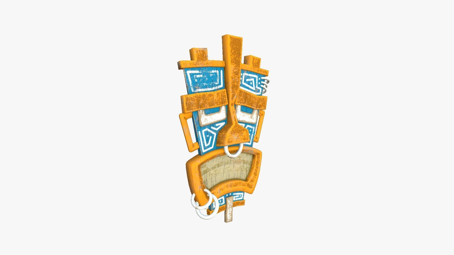 Tribal Mask I03 Blue Orange - Costume Character Design Low-poly 3D model_1