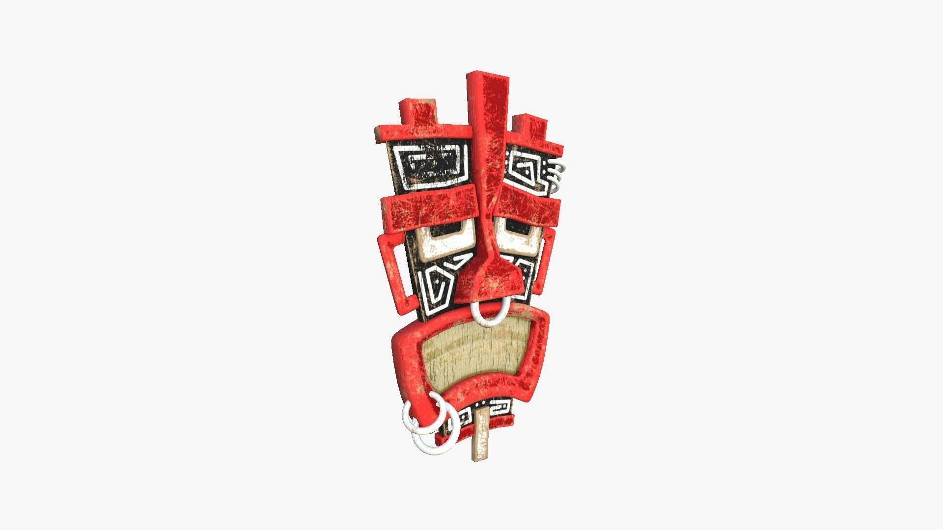 Tribal Mask I04 Black Red - Costume Character Design Low-poly 3D model_1