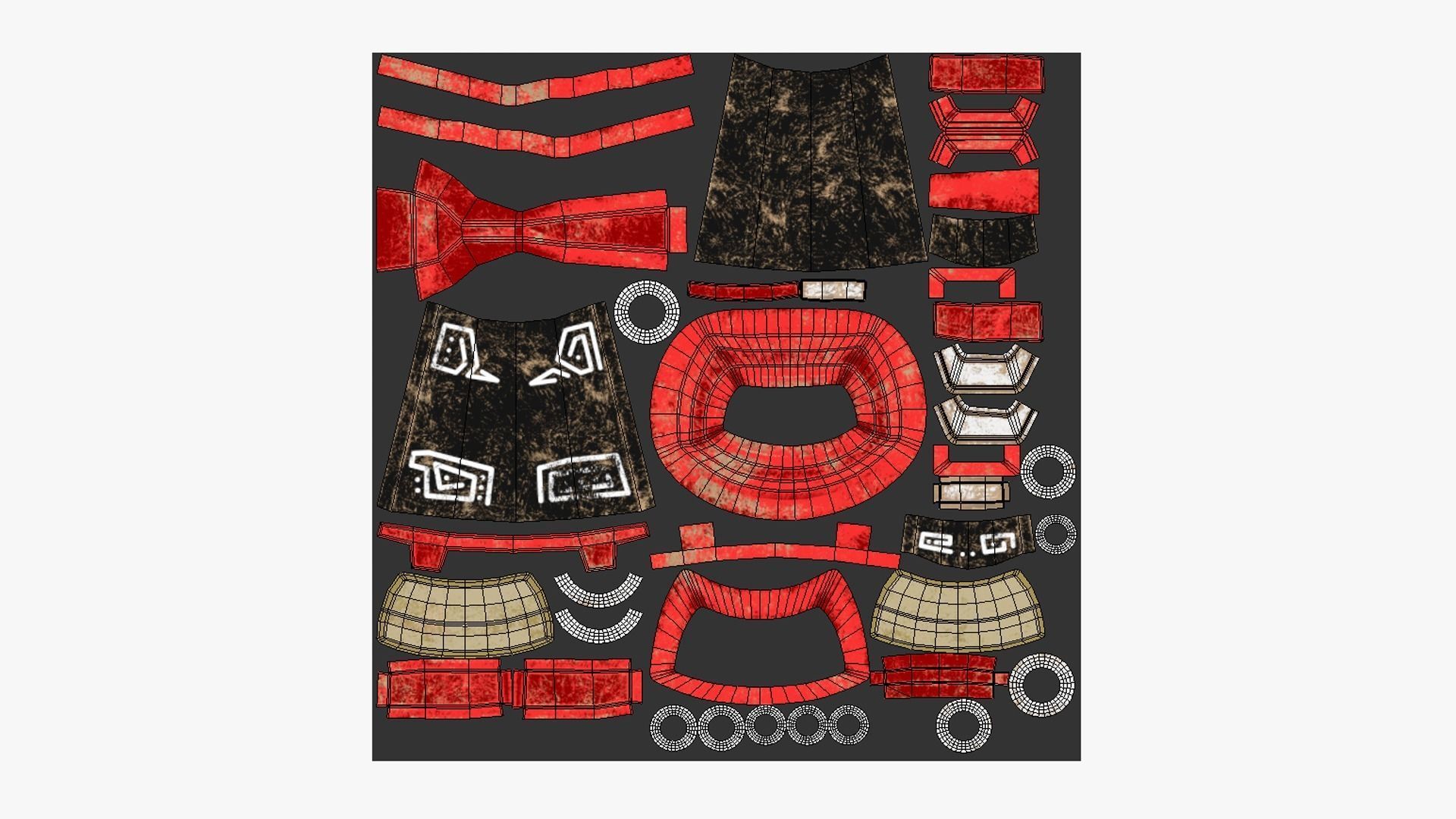 Tribal Mask I04 Black Red - Costume Character Design Low-poly 3D model_5