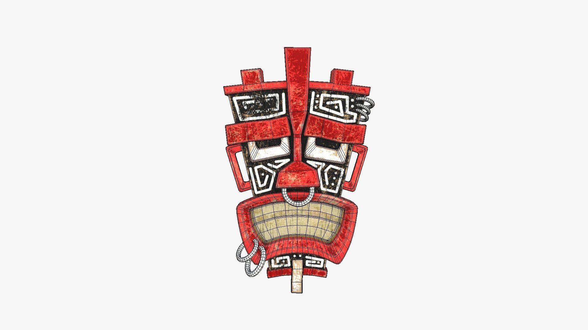 Tribal Mask I04 Black Red - Costume Character Design Low-poly 3D model_6