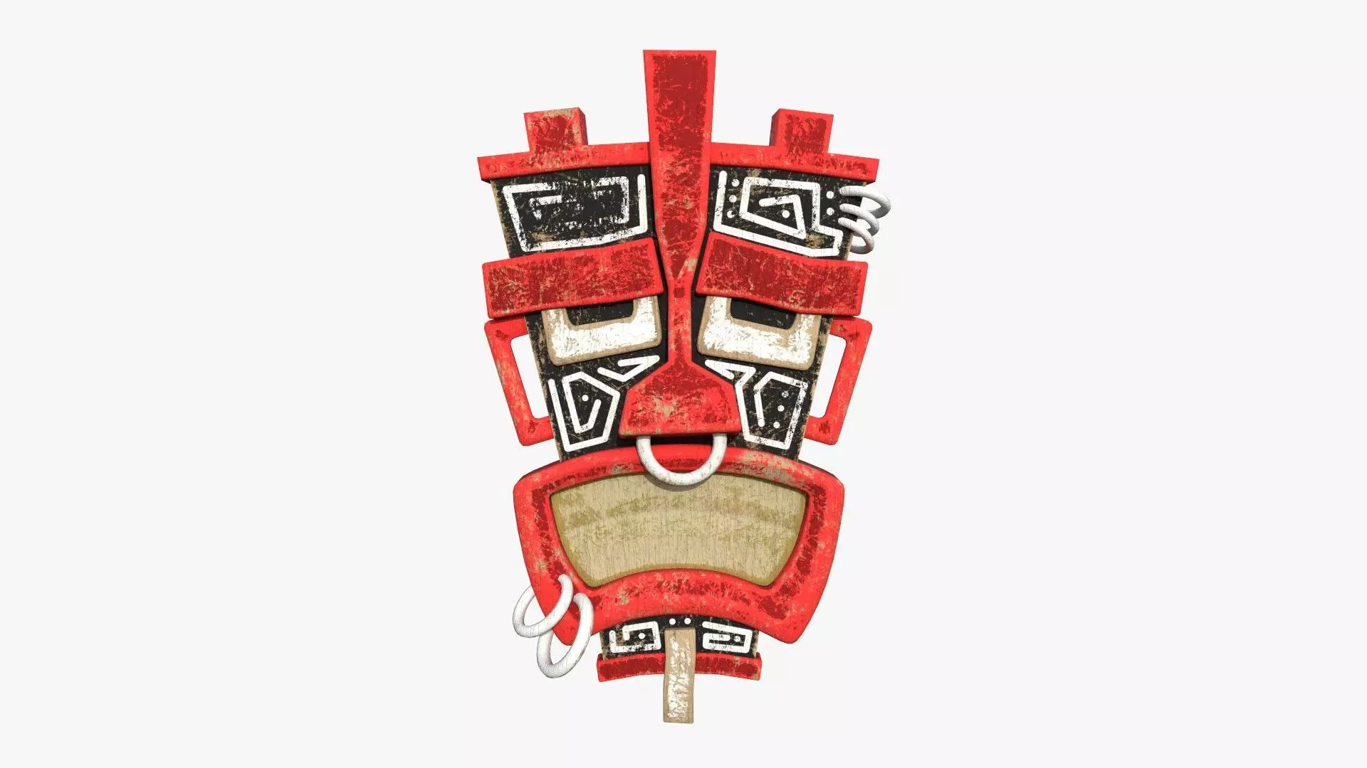 Tribal Mask I04 Black Red - Costume Character Design Low-poly 3D model_0