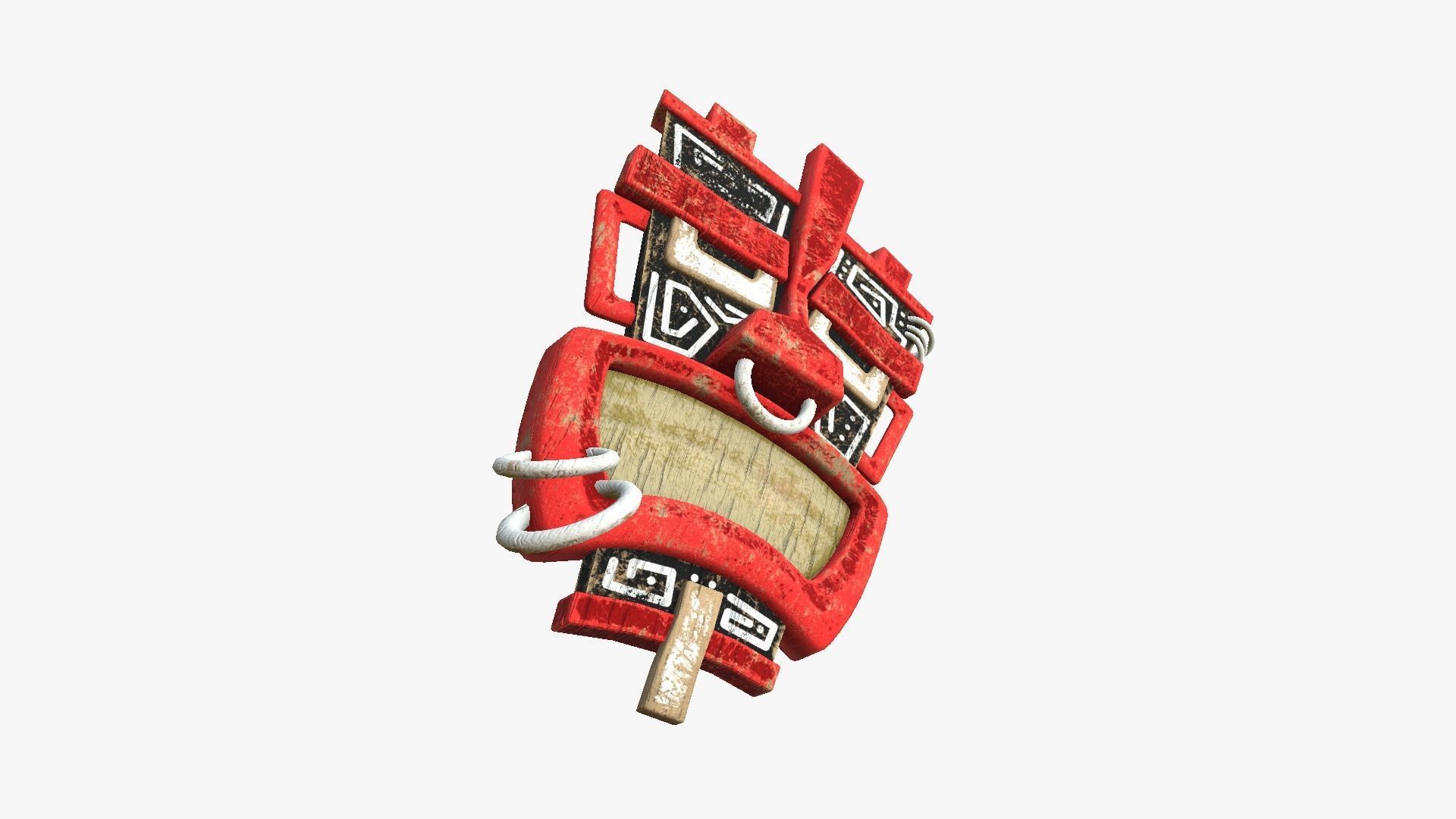 Tribal Mask I04 Black Red - Costume Character Design Low-poly 3D model_4