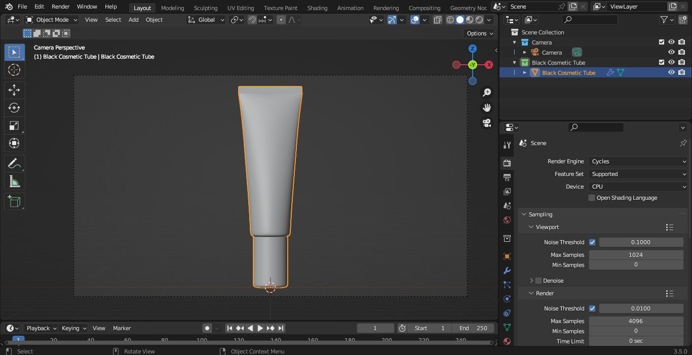 Black Cosmetic Tube 02 3D model_10