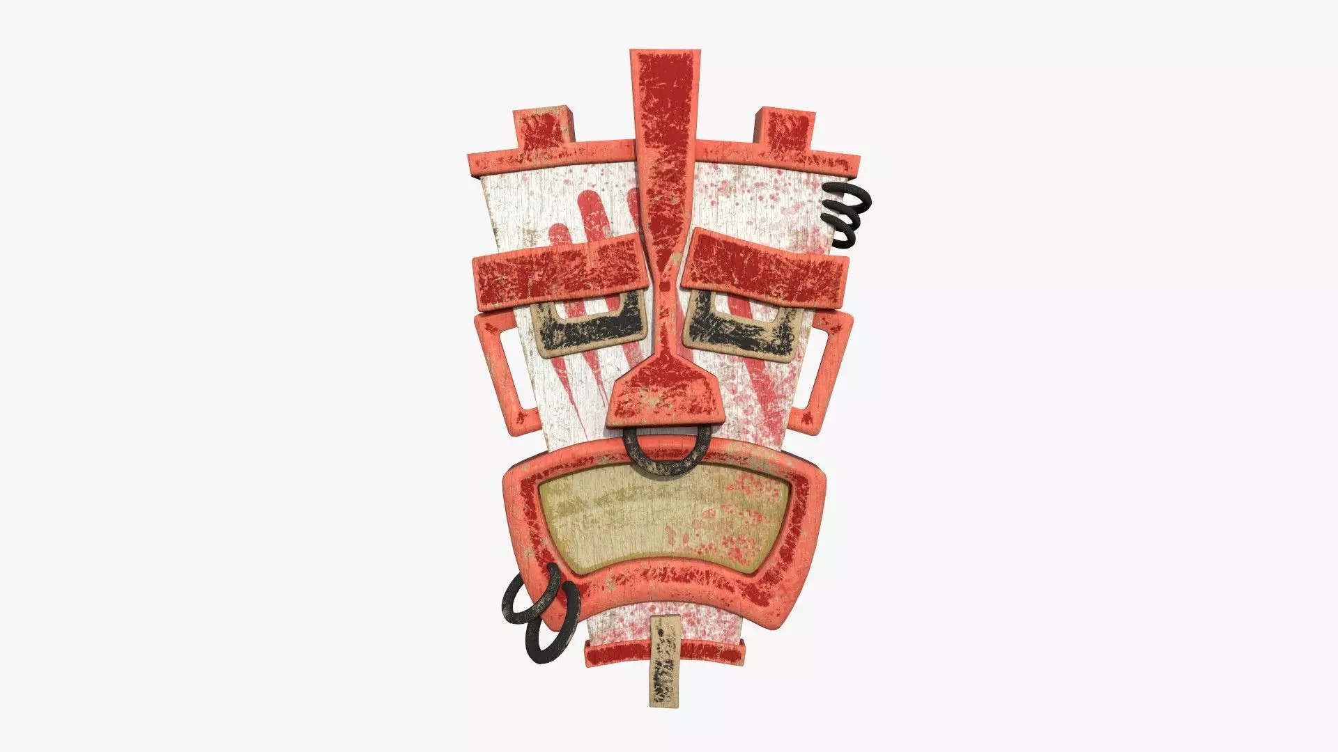 Tribal Mask I05 White Bloody - Costume Character Design Low-poly 3D model_0