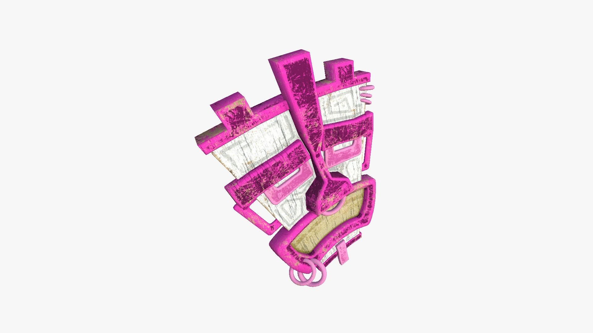 Tribal Mask I06 White Pink - Costume Character Design Low-poly 3D model_3