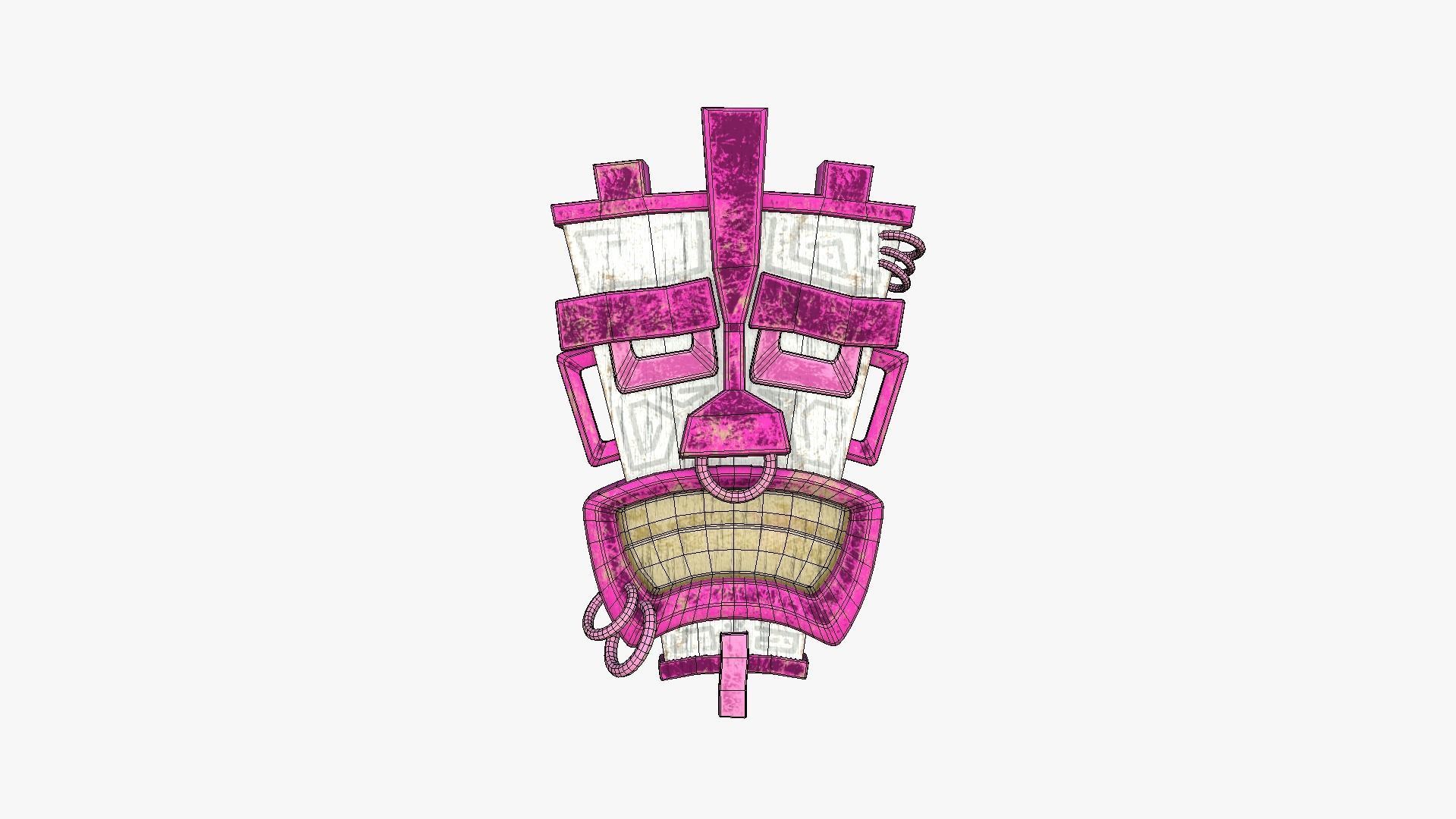 Tribal Mask I06 White Pink - Costume Character Design Low-poly 3D model_6