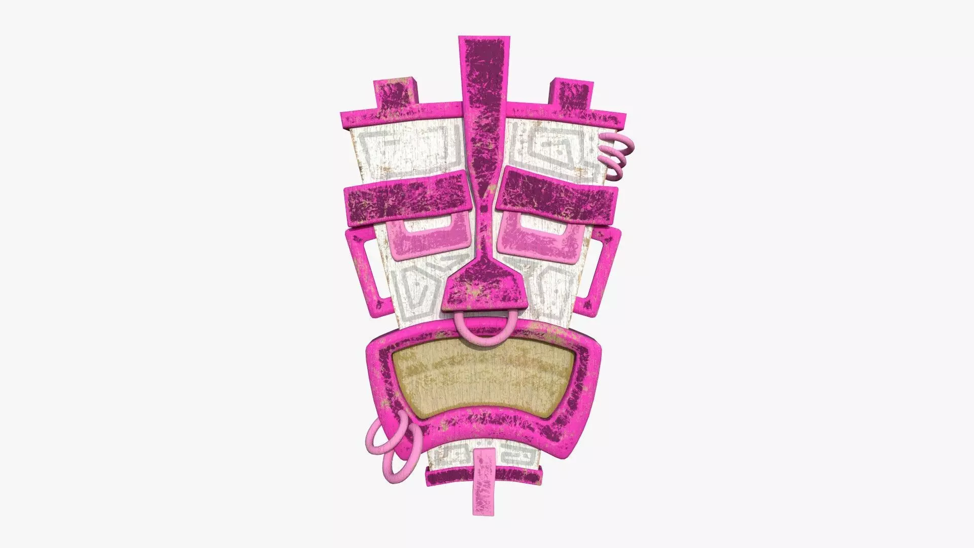 Tribal Mask I06 White Pink - Costume Character Design Low-poly 3D model_0