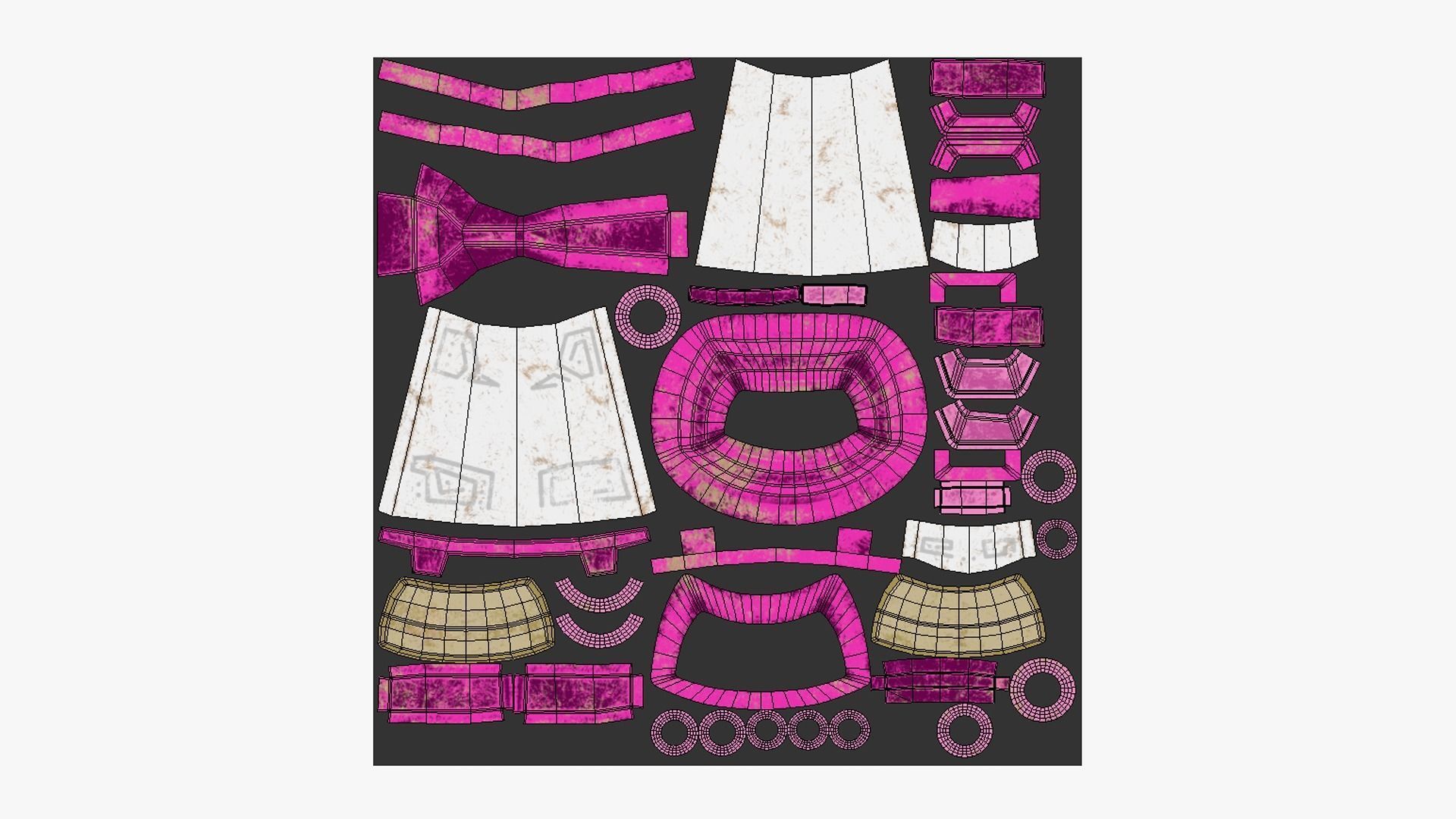 Tribal Mask I06 White Pink - Costume Character Design Low-poly 3D model_5