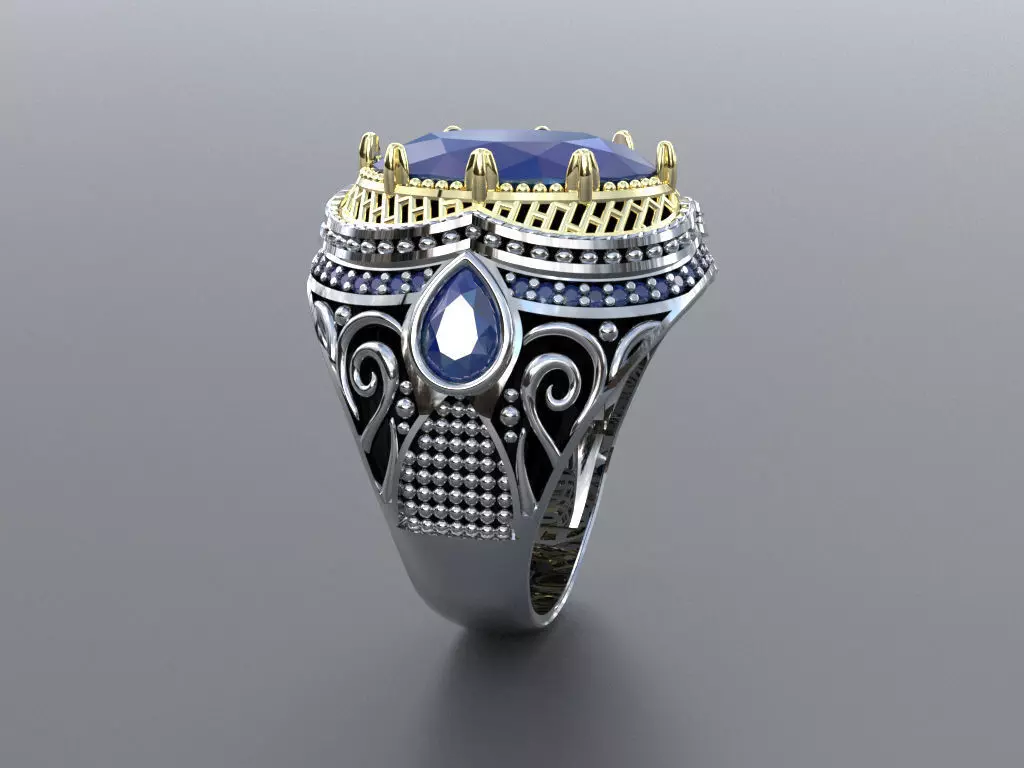 Custom Design Special Order Silver Men Ring stl file 3D model_0