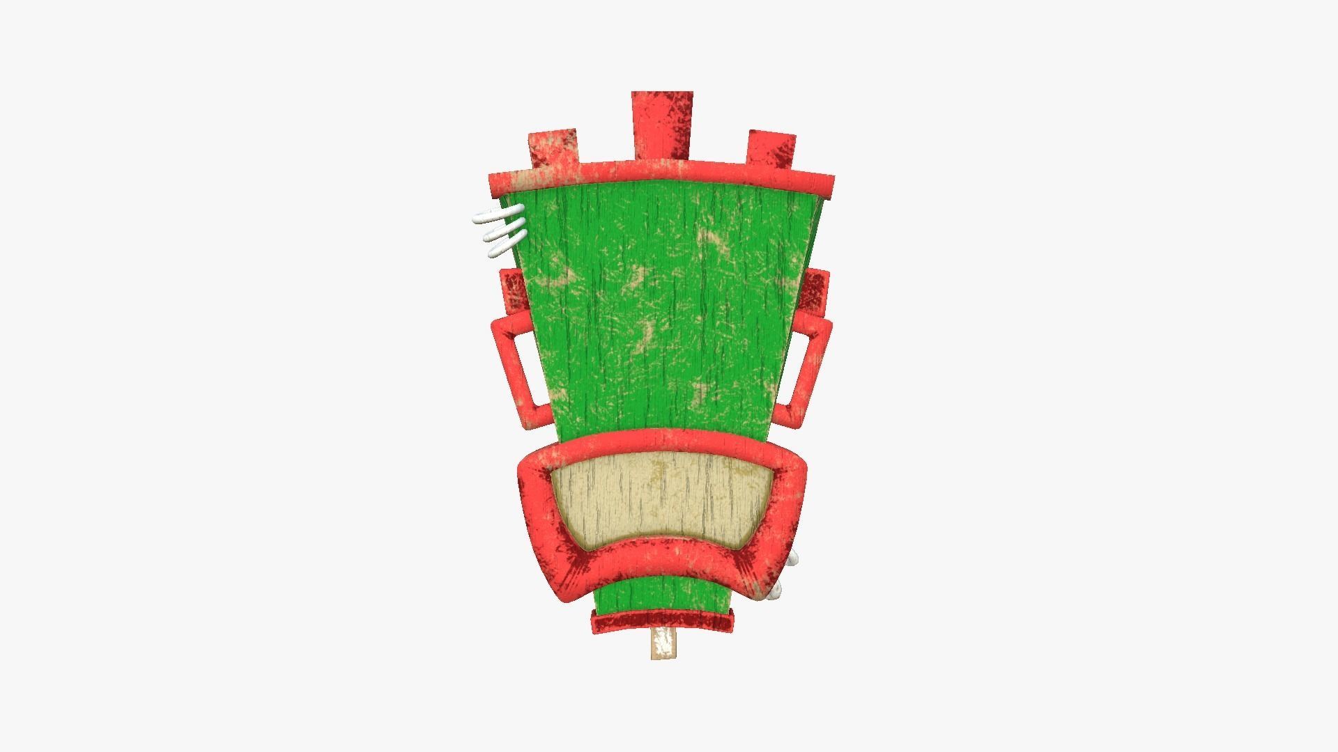 Tribal Mask I07 Red Green - Costume Character Design Low-poly 3D model_2