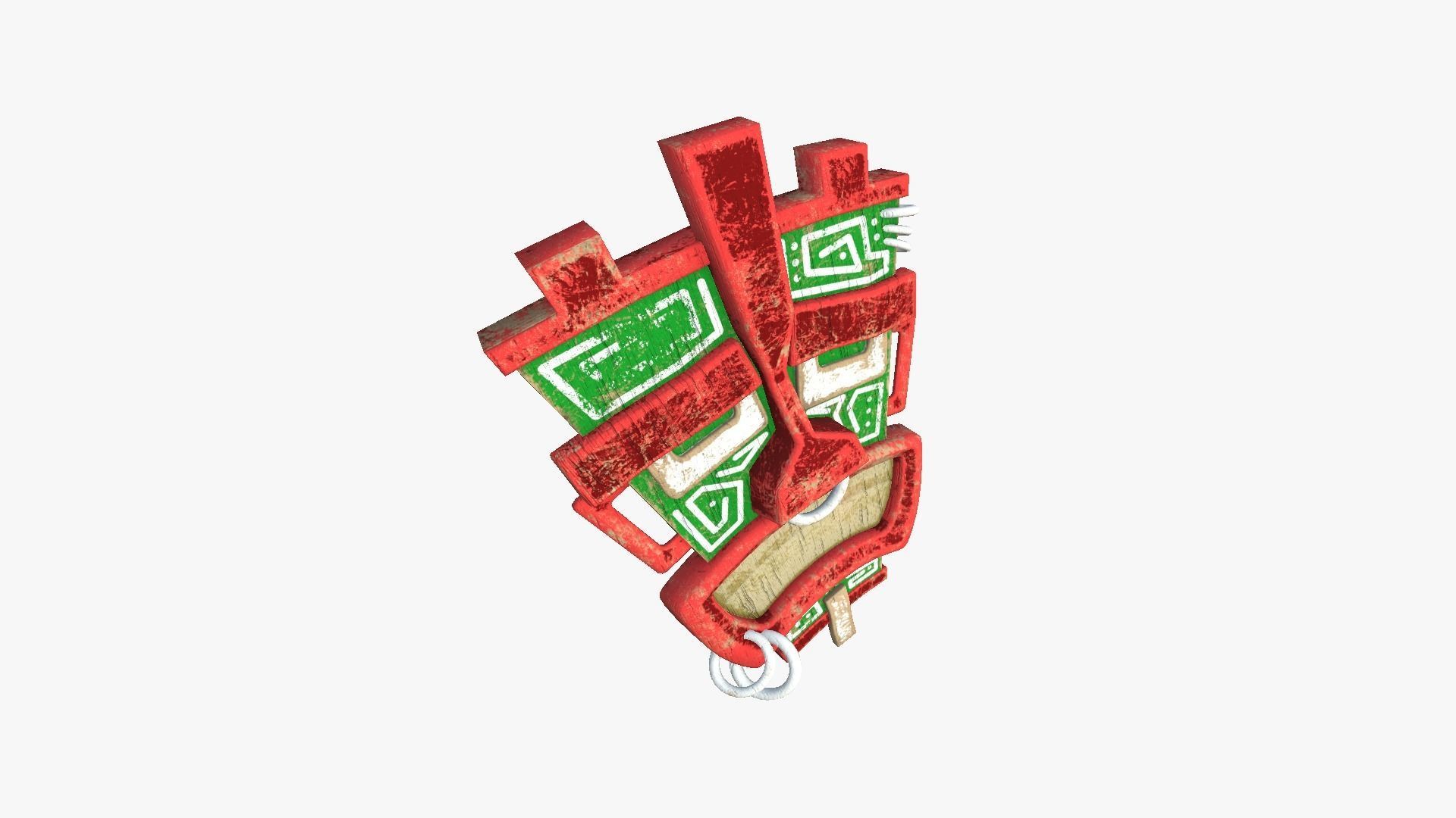 Tribal Mask I07 Red Green - Costume Character Design Low-poly 3D model_3